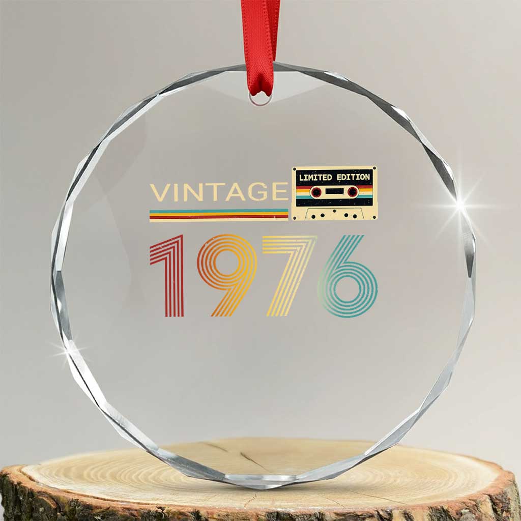 Vintage 1976 Retro Cassette Tape Graphic Crystal Glass Ornament Awesome Since 1976 Birthday Gift TS02 Transparent Glass 3'' Circle Print Your Wear