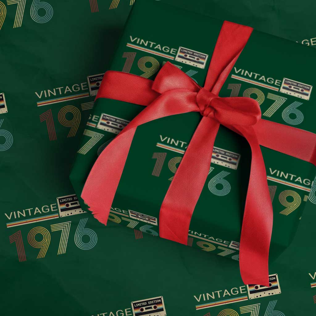Vintage 1976 Retro Cassette Tape Graphic Wrapping Paper Roll Awesome Since 1976 Birthday Gift TS02 Green Print Your Wear