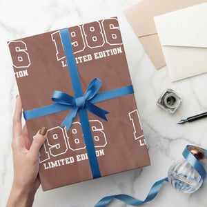 Vintage 1986 Limited Edition Wrapping Paper Roll 50 Year Old Gift Retro Varsity 40th Birthday TS10 Mocha Print Your Wear
