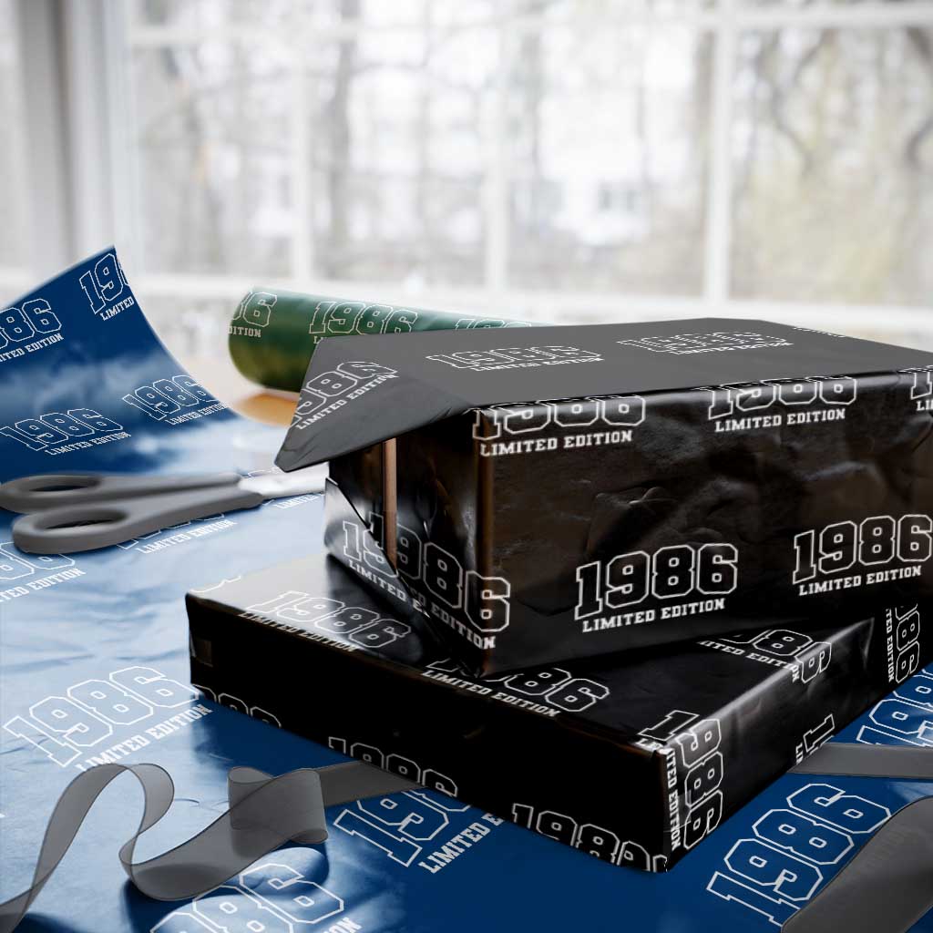 Vintage 1986 Limited Edition Wrapping Paper Roll 50 Year Old Gift Retro Varsity 40th Birthday TS10 Black Print Your Wear