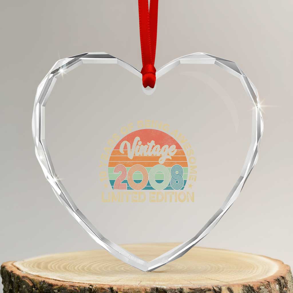 Vintage 2008 18th Birthday Gifts Heart Crystal Glass Ornament Limited Edition 18 Year Old Bday TS10 Transparent Glass 3'' Heart Print Your Wear