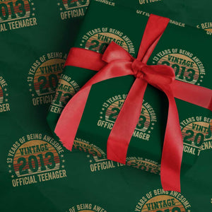 Vintage 2013 Official Teenager Wrapping Paper Roll 13 Year Old 13th Birthday TS10 Green Print Your Wear