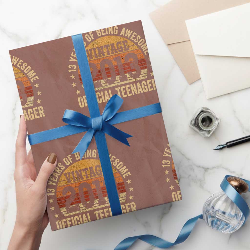 Vintage 2013 Official Teenager Wrapping Paper Roll 13 Year Old 13th Birthday TS10 Mocha Print Your Wear