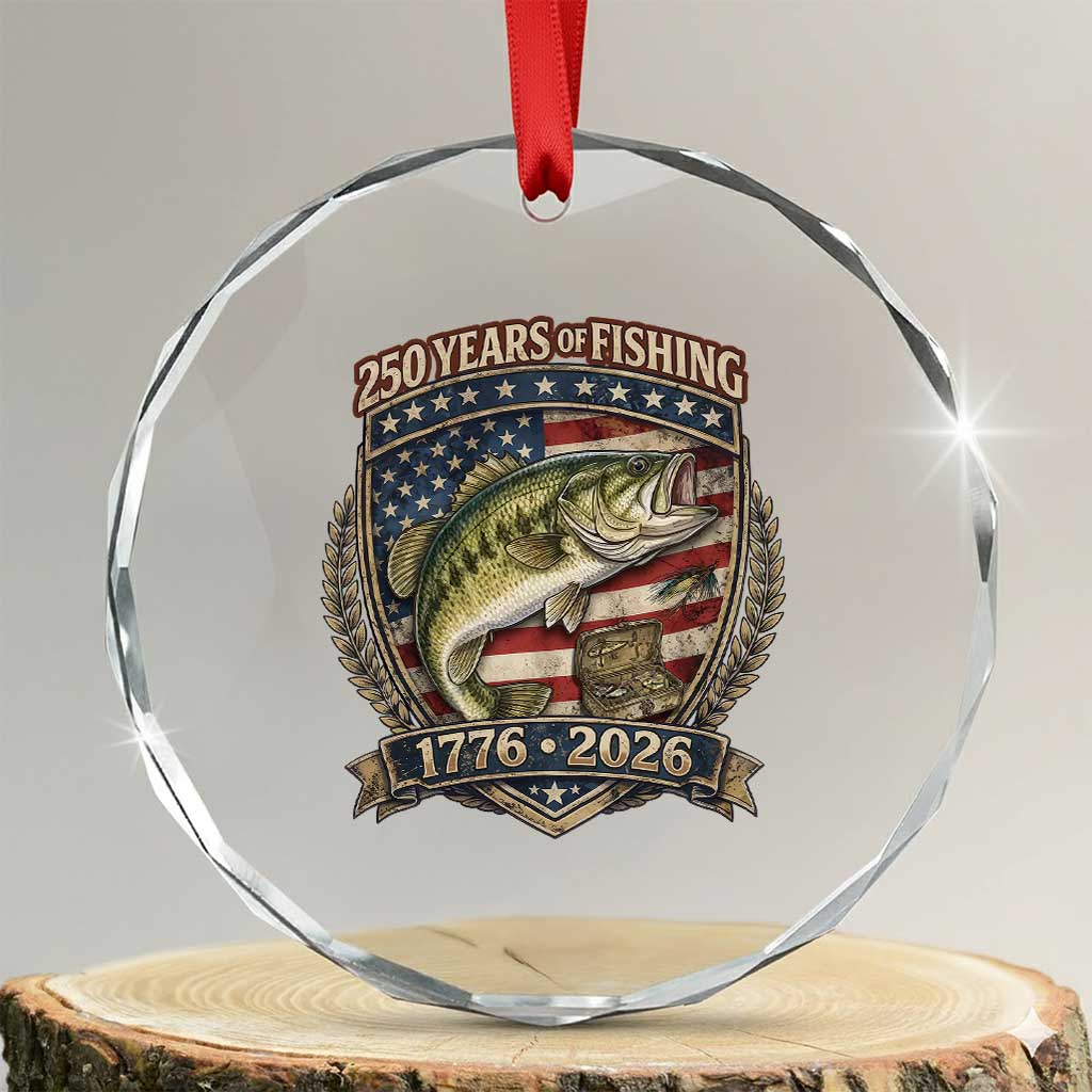 Vintage 250 Years Of Fishing Crystal Glass Ornament American Flag Fisherman TS12 Transparent Glass 3'' Circle Print Your Wear