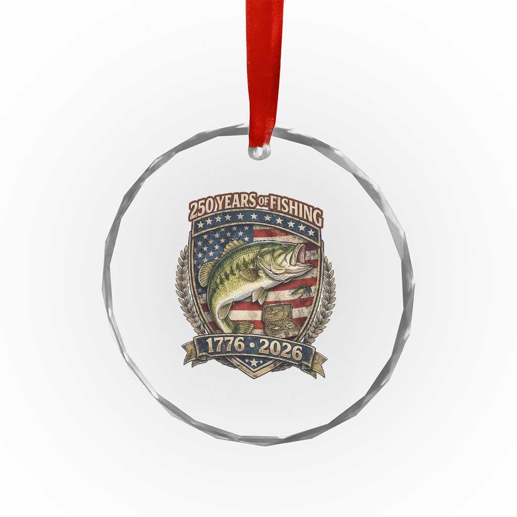 Vintage 250 Years Of Fishing Crystal Glass Ornament American Flag Fisherman TS12 Print Your Wear