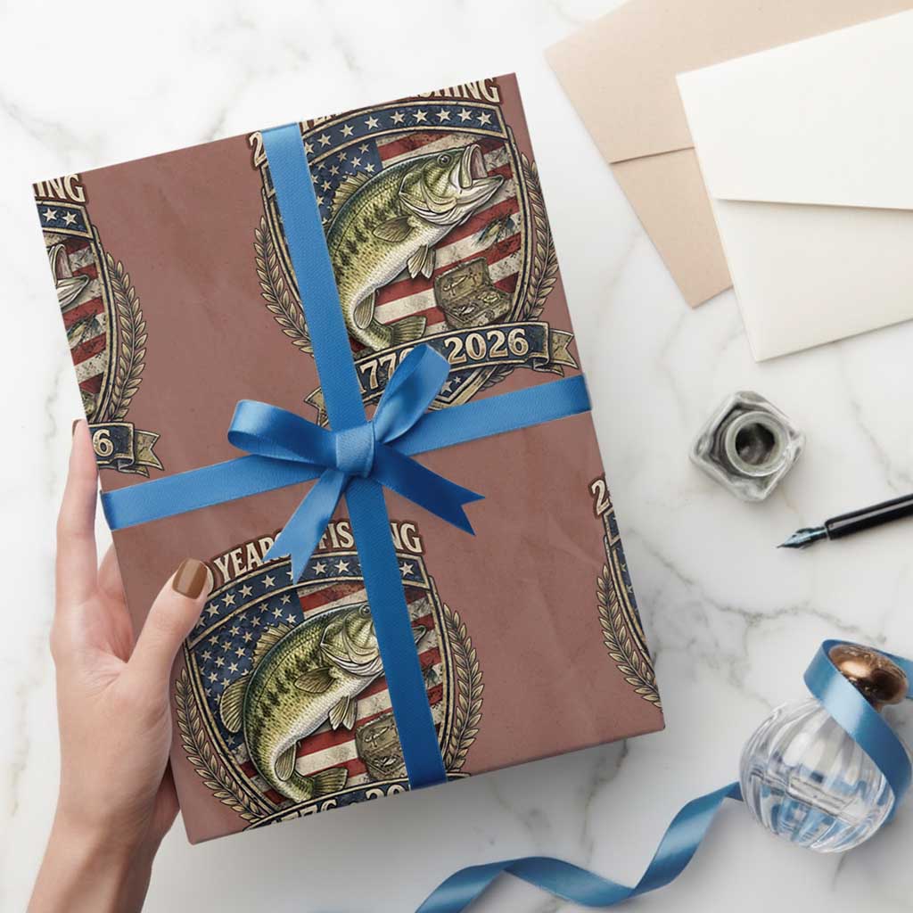 Vintage 250 Years Of Fishing Wrapping Paper Roll American Flag Fisherman TS12 Mocha Print Your Wear
