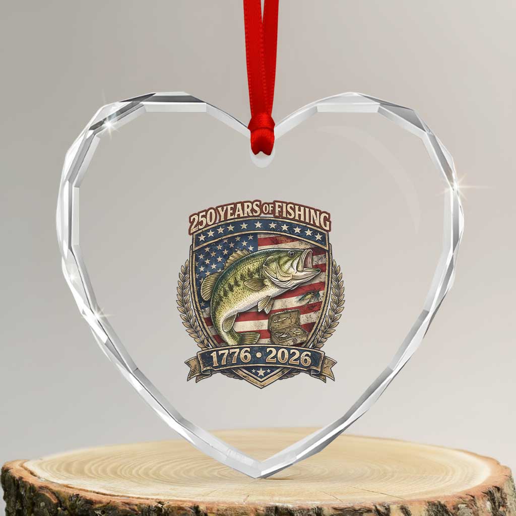 Vintage 250 Years Of Fishing Heart Crystal Glass Ornament American Flag Fisherman TS12 Transparent Glass 3'' Heart Print Your Wear
