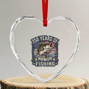 Vintage 250 Years Of Fishing Heart Crystal Glass Ornament Patriotic Angler TS12 Transparent Glass 3'' Heart Print Your Wear