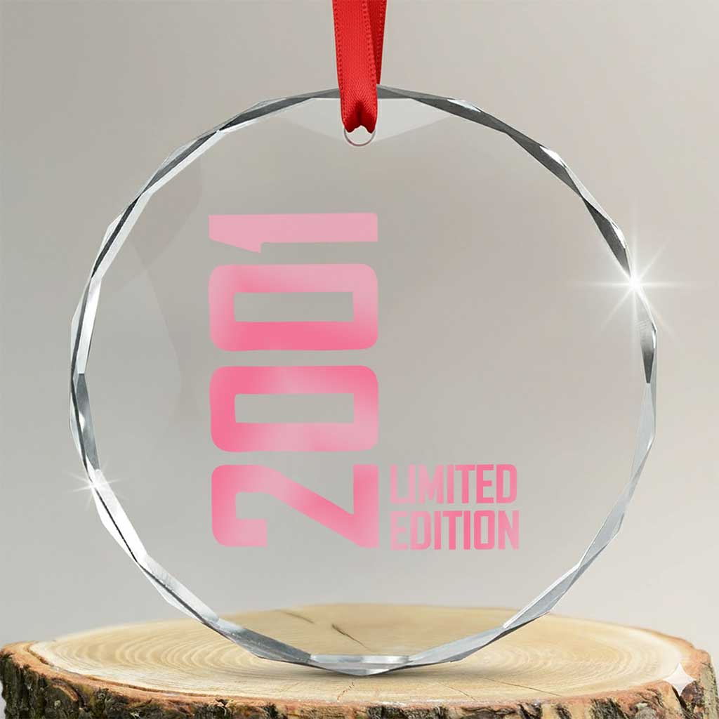 Vintage 25th Birthday Limited Edition 2001 Gift Crystal Glass Ornament TS12 Transparent Glass 3'' Circle Print Your Wear