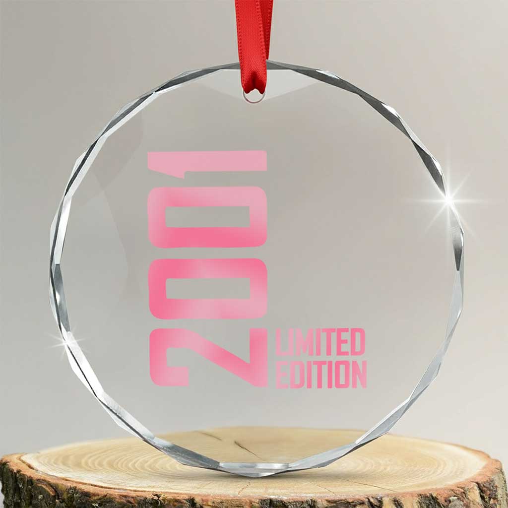 Vintage 25th Birthday Limited Edition 2001 Gift Crystal Glass Ornament TS12 Transparent Glass 3'' Circle Print Your Wear