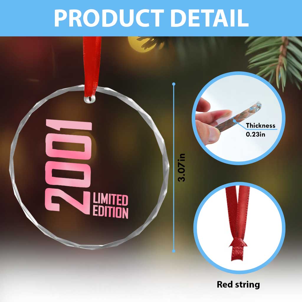 Vintage 25th Birthday Limited Edition 2001 Gift Crystal Glass Ornament TS12 Print Your Wear