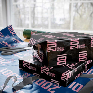 Vintage 25th Birthday Limited Edition 2001 Gift Wrapping Paper Roll TS12 Black Print Your Wear