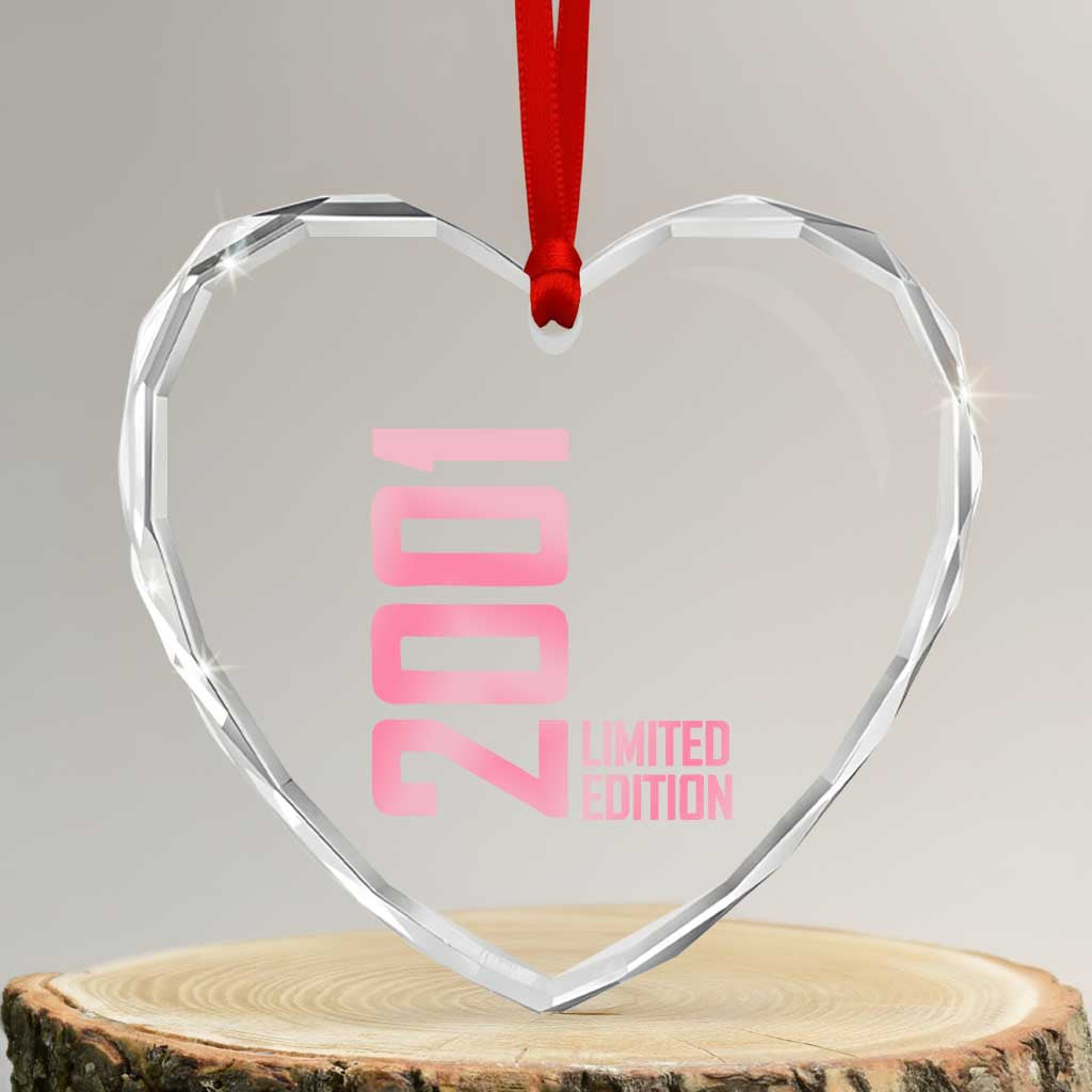 Vintage 25th Birthday Limited Edition 2001 Gift Heart Crystal Glass Ornament TS12 Transparent Glass 3'' Heart Print Your Wear