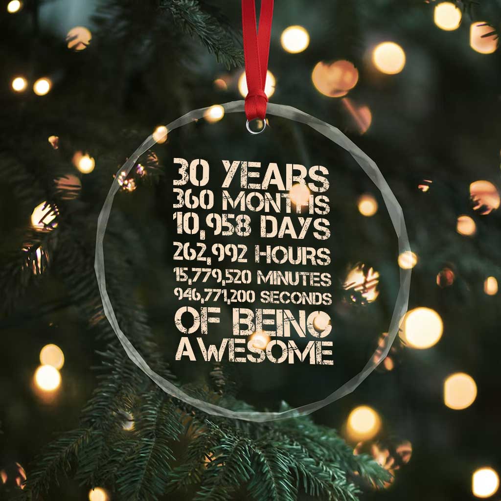 Vintage 30th Birthday Gift Crystal Glass Ornament 30 Years Of Being Awesome TS12 Print Your Wear