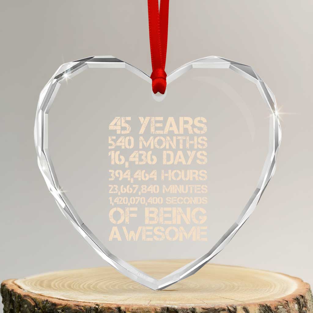 Vintage 45th Birthday Gift Heart Crystal Glass Ornament 45 Years Of Being Awesome TS12 Transparent Glass 3'' Heart Print Your Wear
