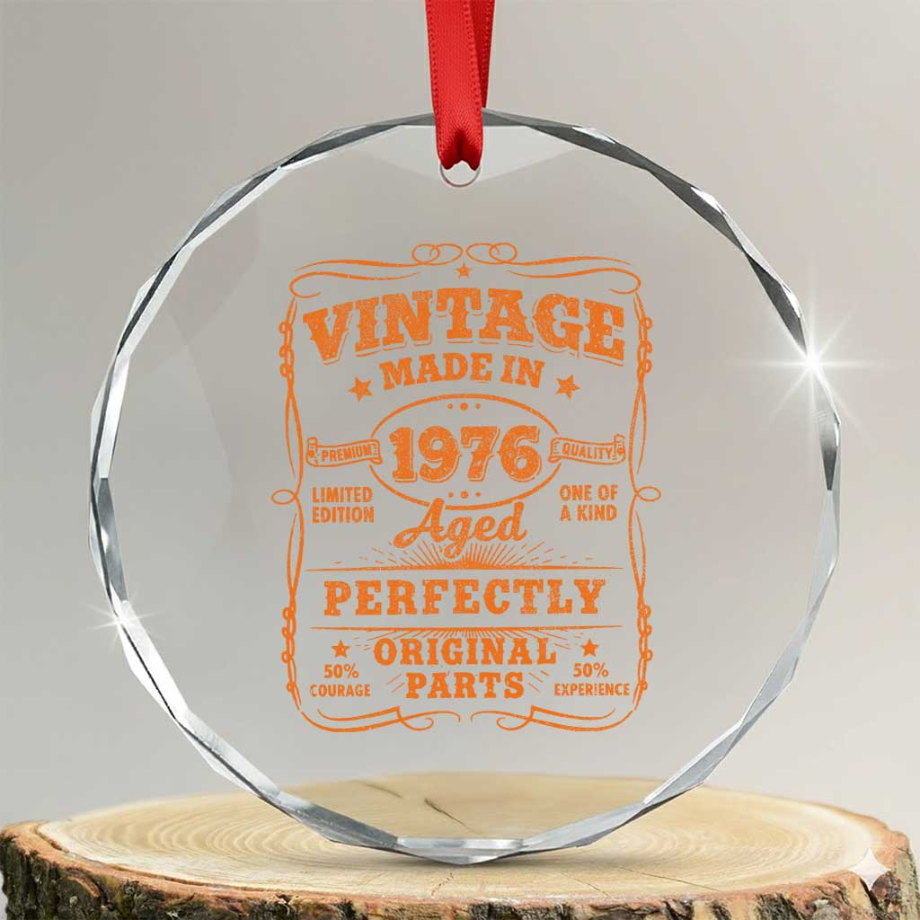 Vintage 50 Birthday Crystal Glass Ornament 50yr 1976 50th Birthday TS10 Transparent Glass 3'' Circle Print Your Wear