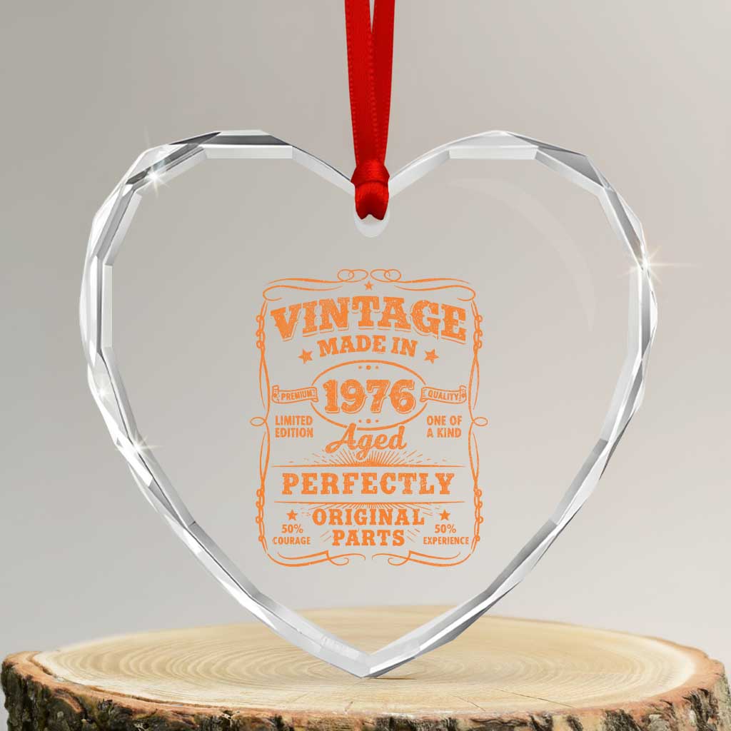 Vintage 50 Birthday Heart Crystal Glass Ornament 50yr 1976 50th Birthday TS10 Transparent Glass 3'' Heart Print Your Wear