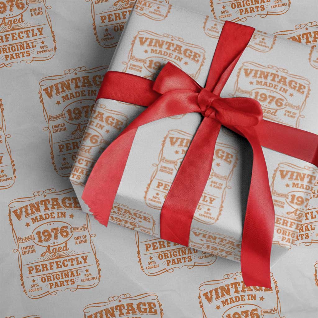 Vintage 50 Birthday Wrapping Paper Roll 50yr 1976 50th Birthday TS10 White Print Your Wear