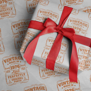 Vintage 50 Birthday Wrapping Paper Roll 50yr 1976 50th Birthday TS10 White Print Your Wear