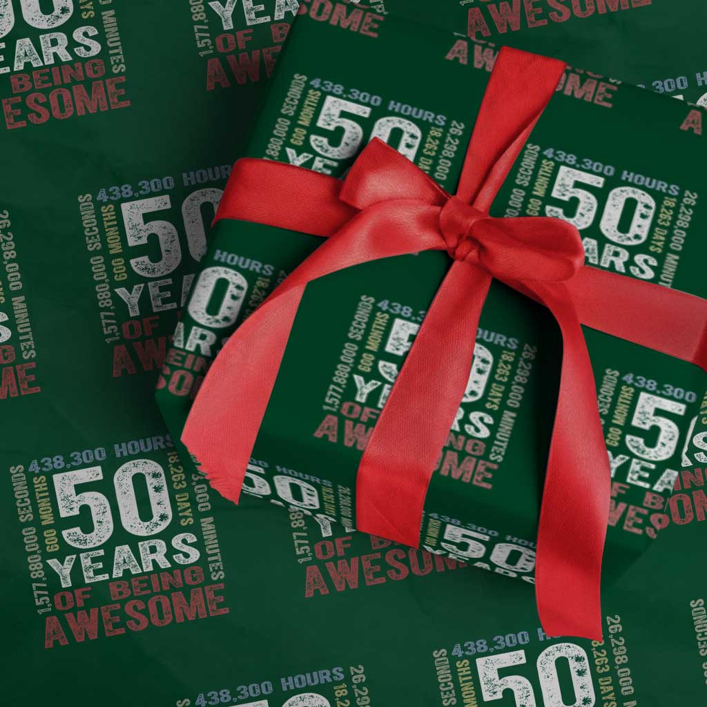 Vintage 50 Years Of Being Awesome Wrapping Paper Roll 50th Birthday Legend Gift Idea TS12 Green Print Your Wear
