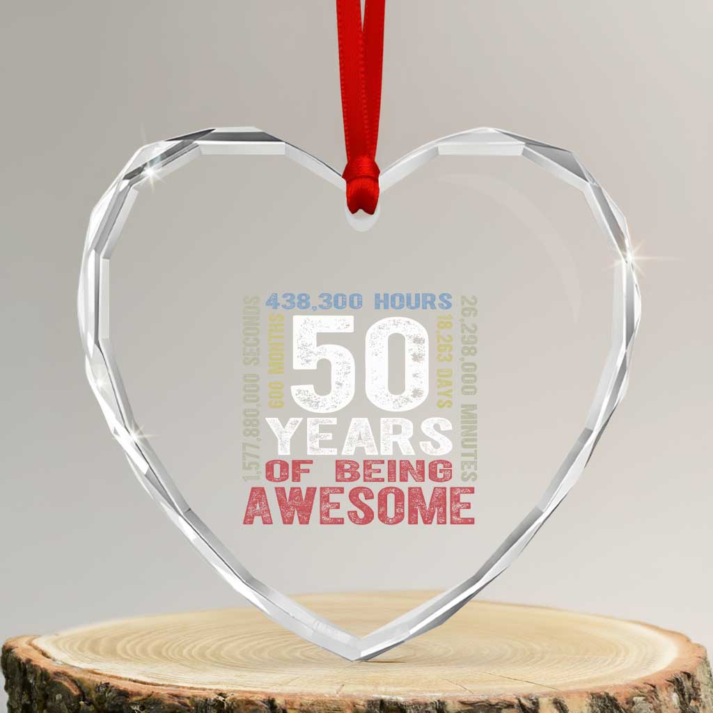 Vintage 50 Years Of Being Awesome Heart Crystal Glass Ornament 50th Birthday Legend Gift Idea TS12 Transparent Glass 3'' Heart Print Your Wear