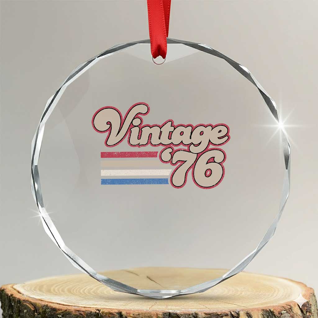 Vintage 50th Birthday Crystal Glass Ornament Retro 1976 50 Year Old Stripes TS10 Transparent Glass 3'' Circle Print Your Wear