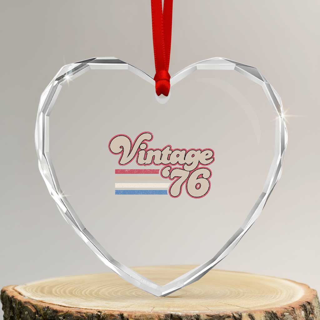 Vintage 50th Birthday Heart Crystal Glass Ornament Retro 1976 50 Year Old Stripes TS10 Transparent Glass 3'' Heart Print Your Wear
