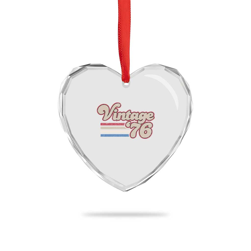 Vintage 50th Birthday Heart Crystal Glass Ornament Retro 1976 50 Year Old Stripes TS10 Print Your Wear