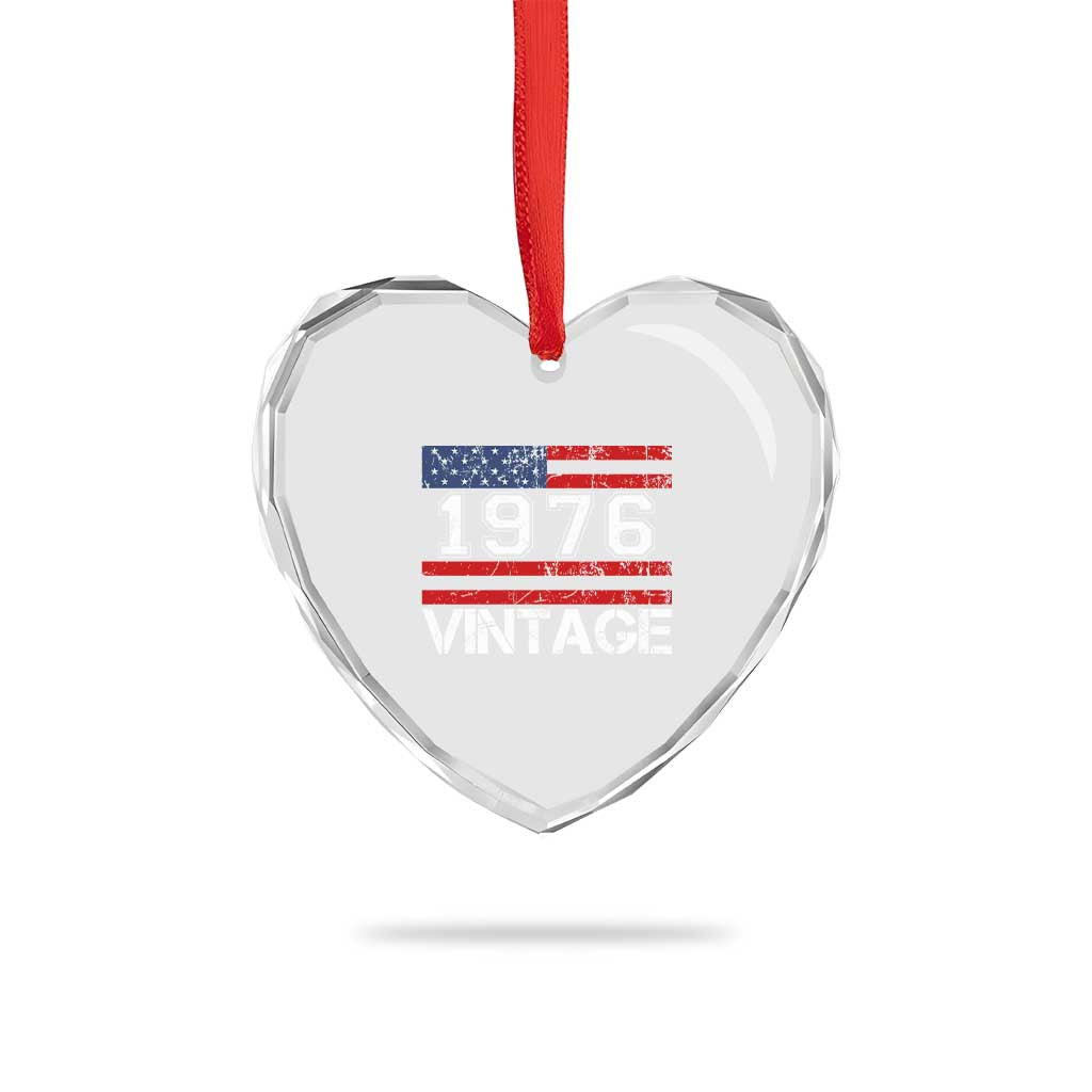 Vintage 50th Birthday Heart Crystal Glass Ornament Retro 1976 American Flag 50 Year Old TS10 Print Your Wear