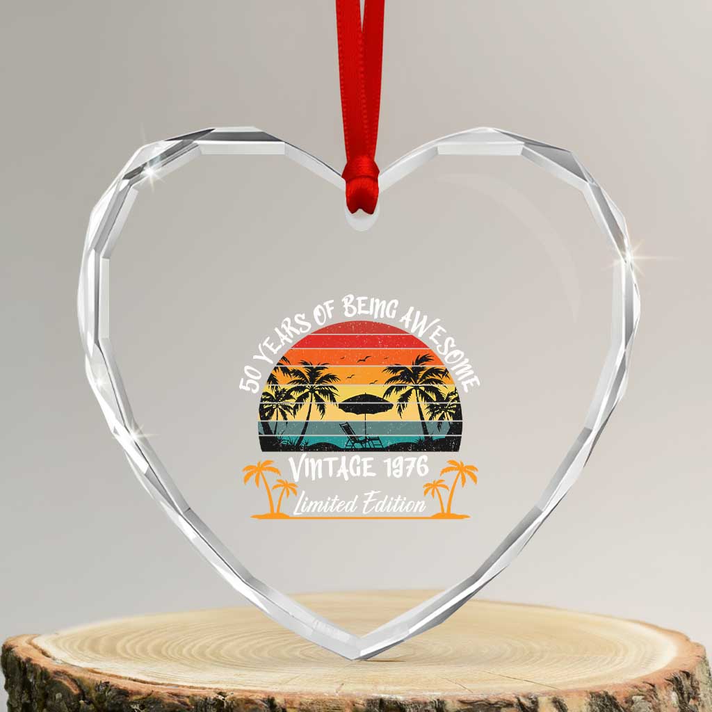 Vintage 50th Birthday Heart Crystal Glass Ornament Retro 1976 Limited Edition 50 Year Old TS10 Transparent Glass 3'' Heart Print Your Wear