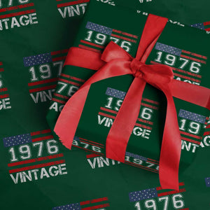 Vintage 50th Birthday Wrapping Paper Roll Retro 1976 American Flag 50 Year Old TS10 Green Print Your Wear
