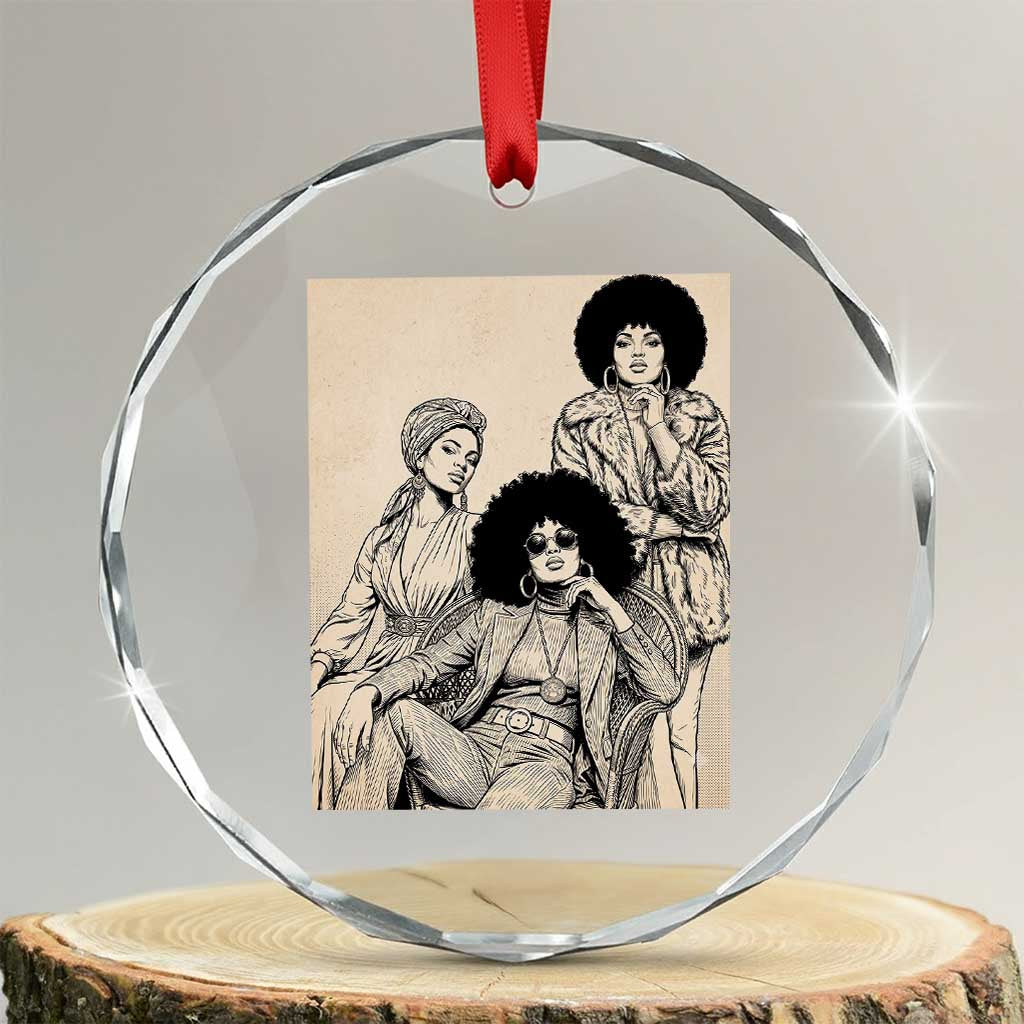 Vintage 70s Afro Queen Black Girl Pride Fashion Crystal Glass Ornament TS12 Transparent Glass 3'' Circle Print Your Wear