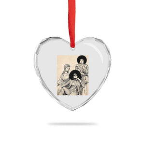Vintage 70s Afro Queen Black Girl Pride Fashion Heart Crystal Glass Ornament