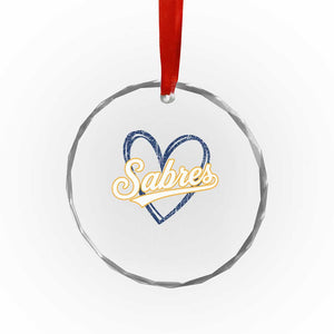 Vintage 70s Sabres Name Heart Script Style Crystal Glass Ornament Retro Distressed Tailgate Spirit Sports Fan TS02 Print Your Wear