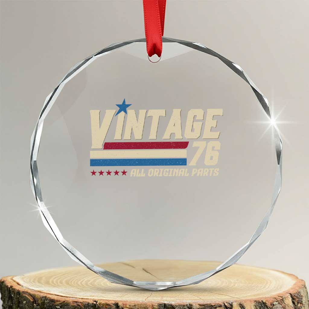 Vintage 76 All Original Parts Crystal Glass Ornament Retro Stripe Patriotic 50th Birthday TS02 Transparent Glass 3'' Circle Print Your Wear