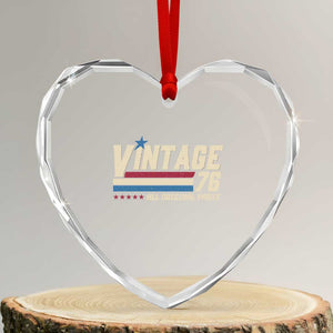Vintage 76 All Original Parts Heart Crystal Glass Ornament Retro Stripe Patriotic 50th Birthday TS02 Transparent Glass 3'' Heart Print Your Wear