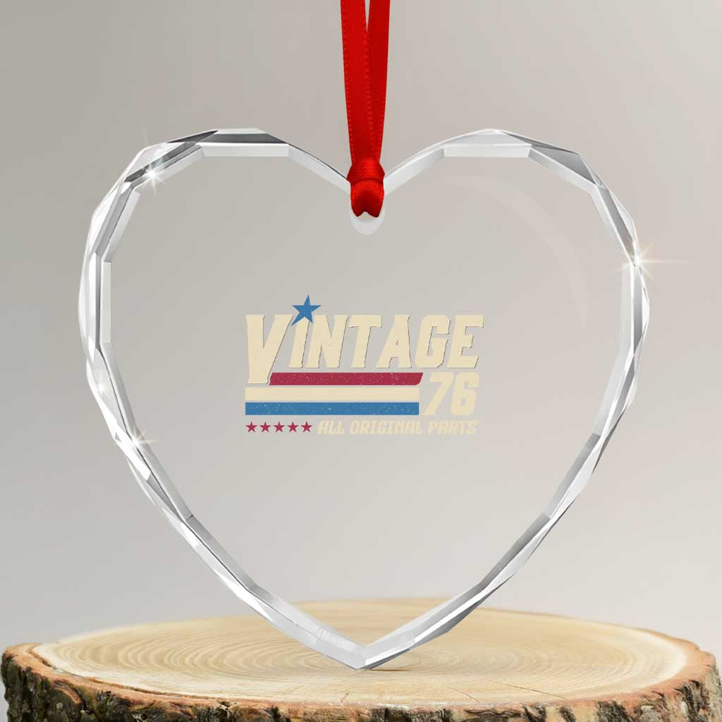 Vintage 76 All Original Parts Heart Crystal Glass Ornament Retro Stripe Patriotic 50th Birthday TS02 Transparent Glass 3'' Heart Print Your Wear
