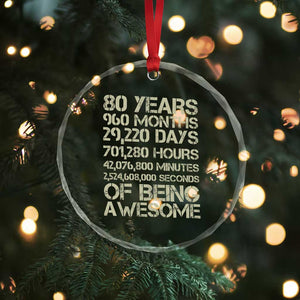 Vintage 80th Birthday Gift Crystal Glass Ornament 80 Years Of Being Awesome TS12 Print Your Wear