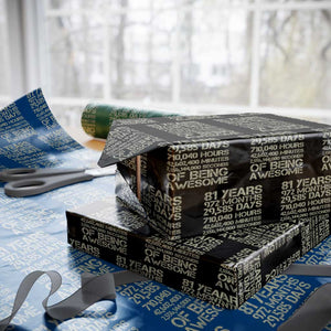 Vintage 81st Milestone Birthday Wrapping Paper Roll 81 Years Of Being Awesome