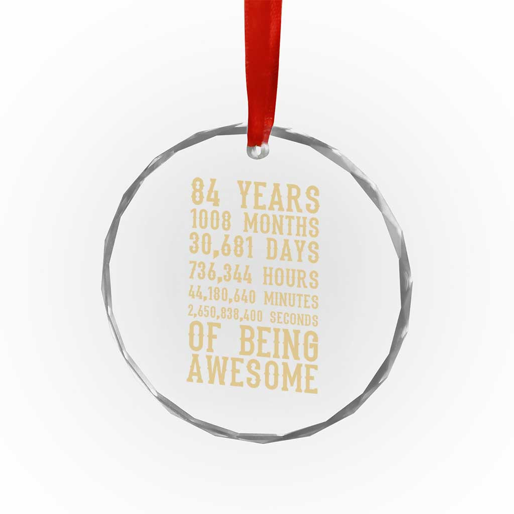 Vintage 84th Birthday Gift Crystal Glass Ornament 84 Years Of Being Awesome
