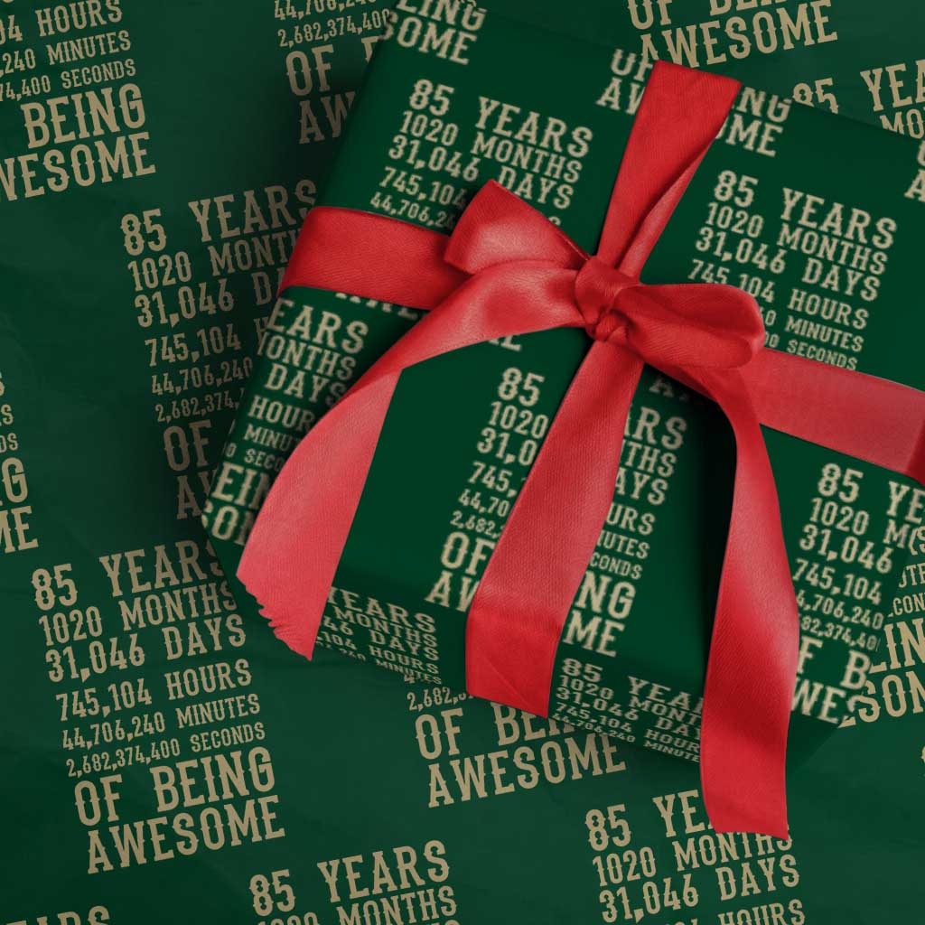 Vintage 85th Birthday Gift Wrapping Paper Roll 85 Years Of Being Awesome