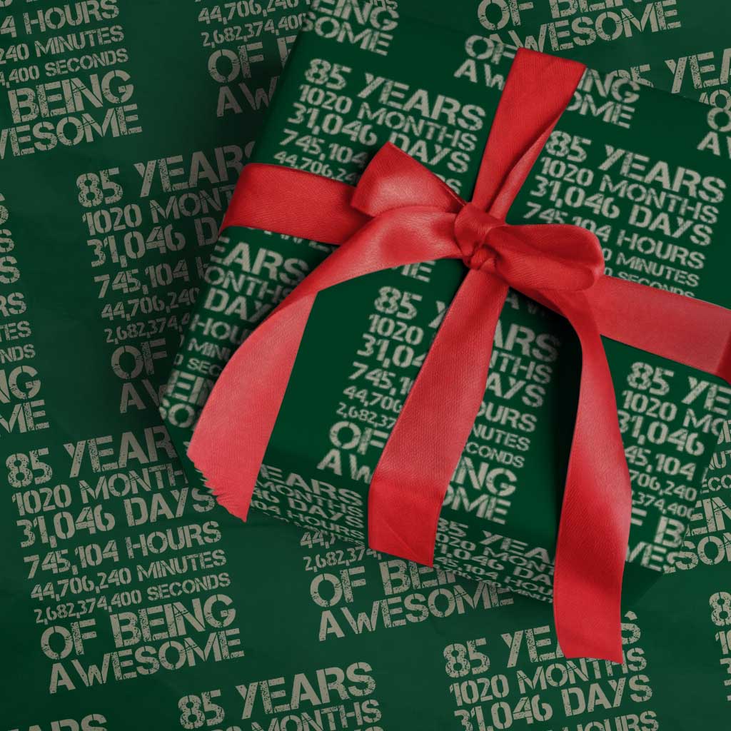 Vintage 85th Milestone Birthday Wrapping Paper Roll 85 Years Of Being Awesome