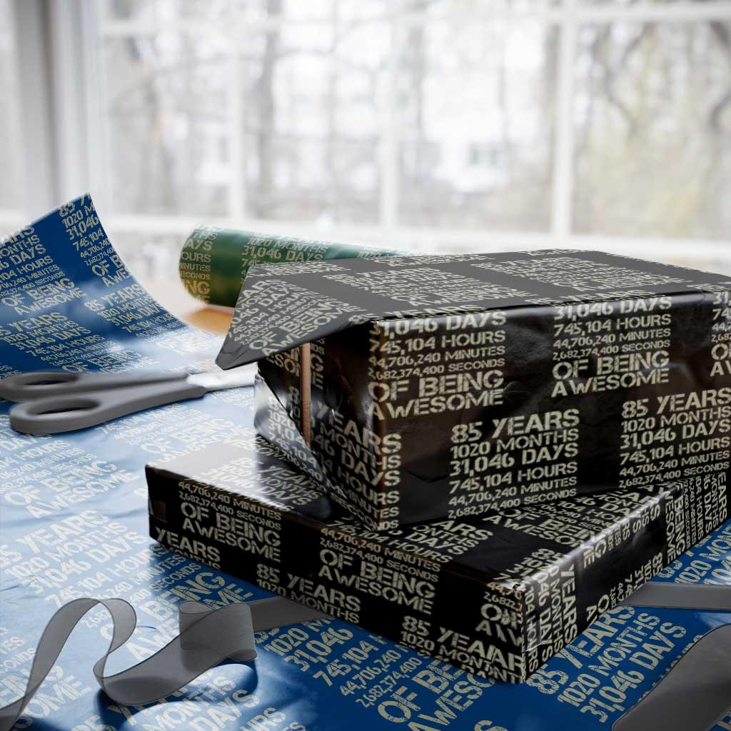 Vintage 85th Milestone Birthday Wrapping Paper Roll 85 Years Of Being Awesome