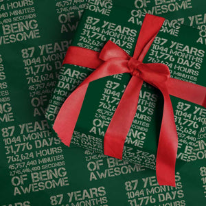 Vintage 87th Milestone Birthday Wrapping Paper Roll 87 Years Of Being Awesome