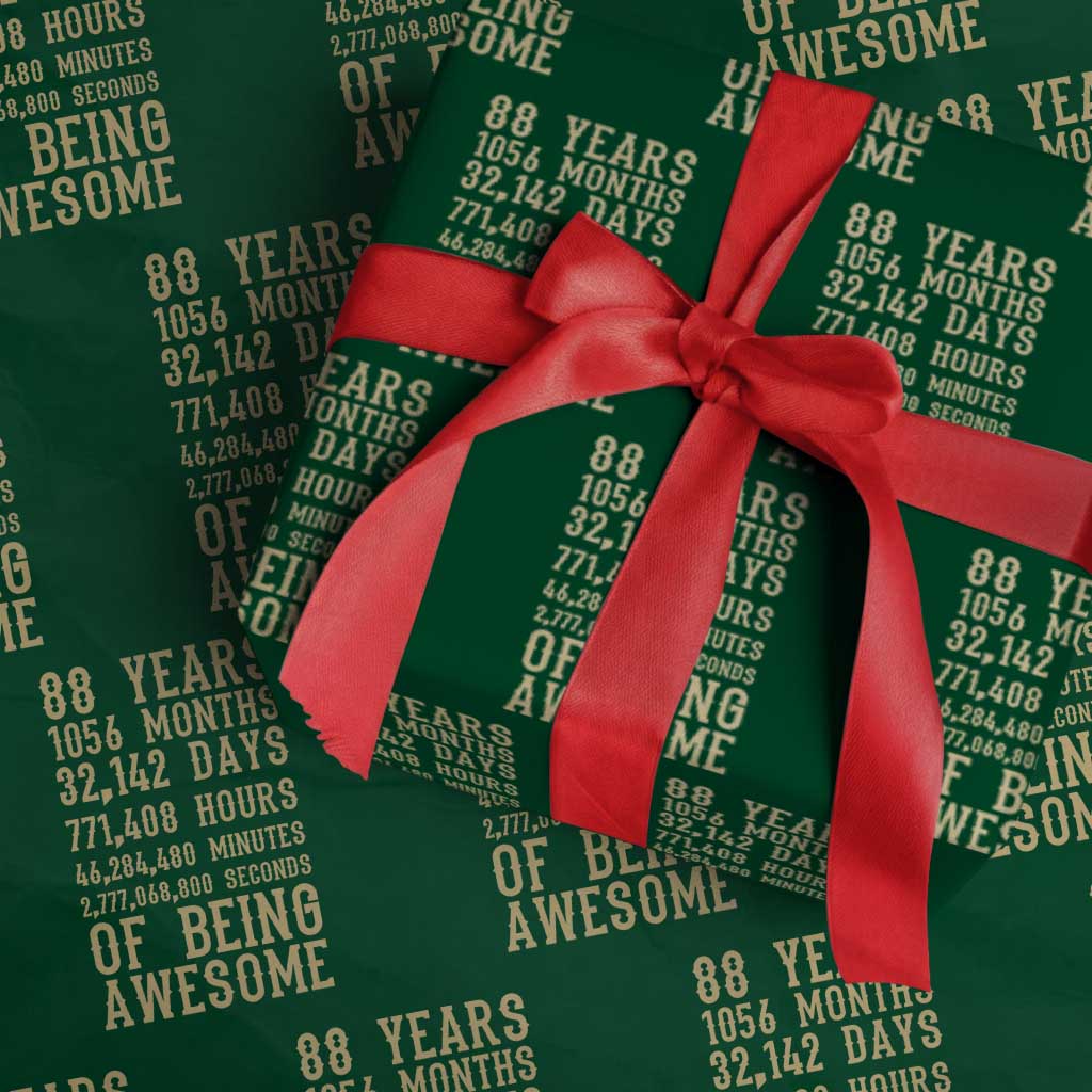 Vintage 88th Birthday Gift Wrapping Paper Roll 88 Years Of Being Awesome