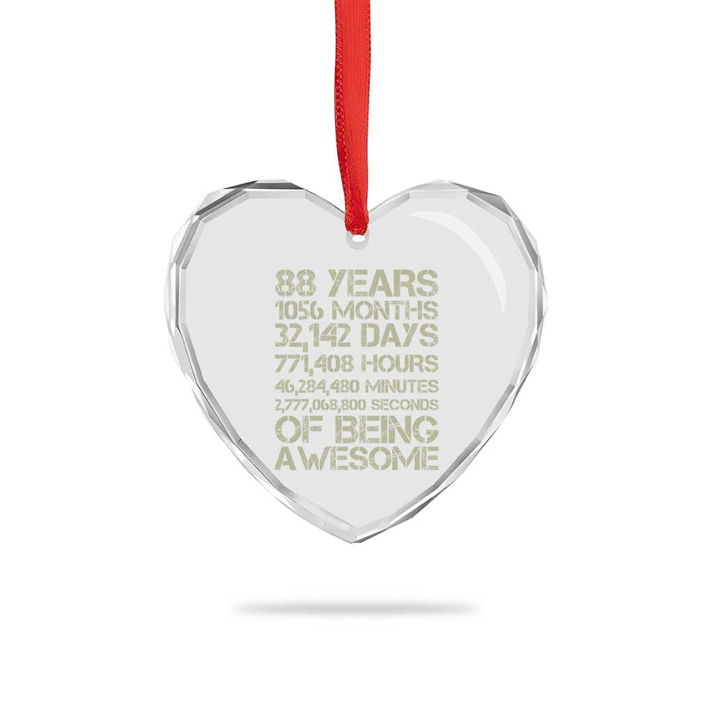 Vintage 88th Milestone Birthday Heart Crystal Glass Ornament 88 Years Of Being Awesome