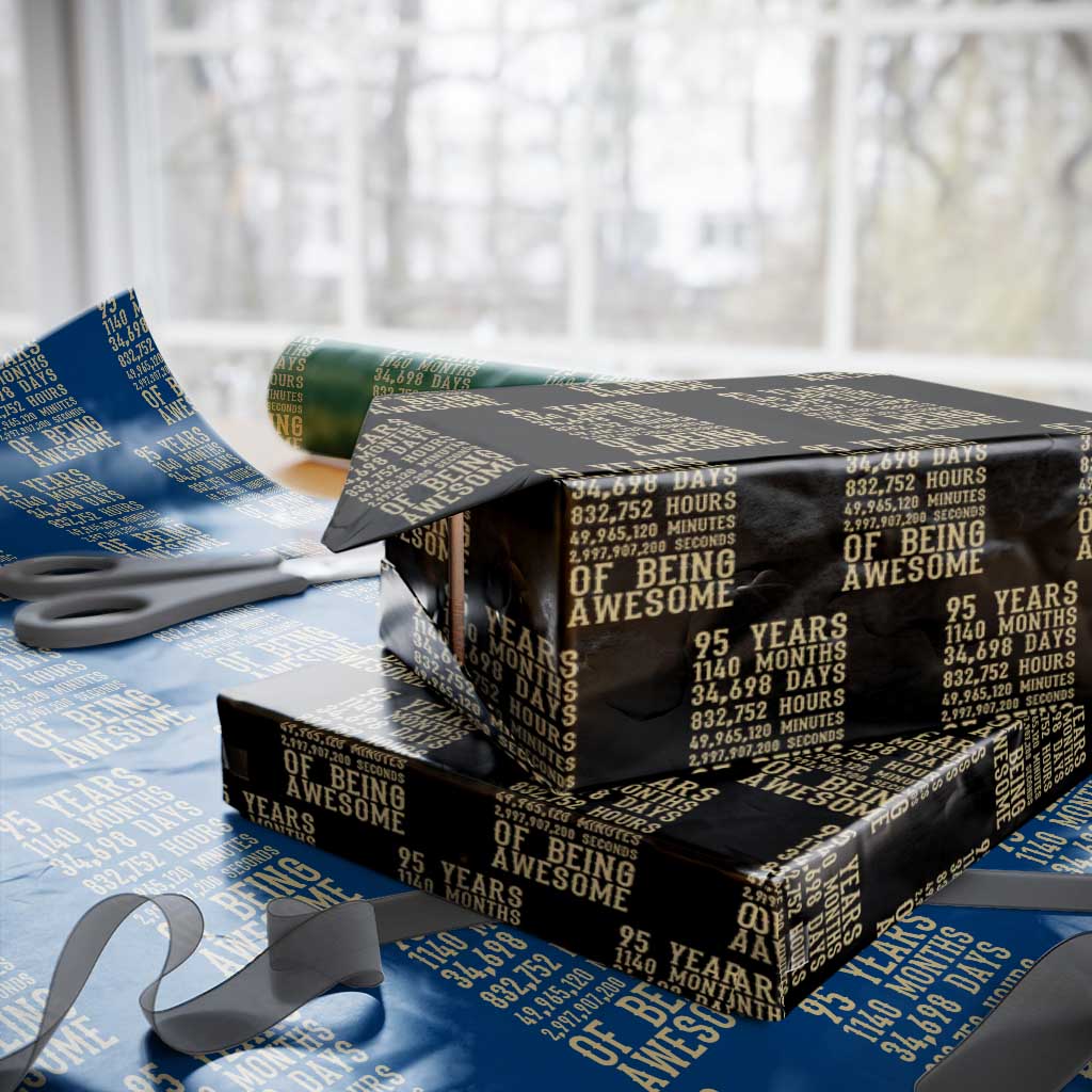 Vintage 95th Birthday Gift Wrapping Paper Roll 95 Years Of Being Awesome