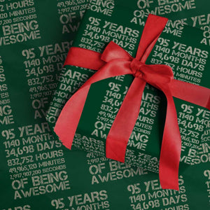 Vintage 95th Milestone Birthday Wrapping Paper Roll 95 Years Of Being Awesome
