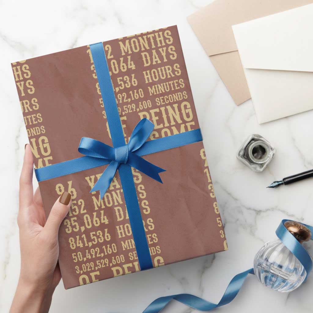 Vintage 96th Birthday Gift Wrapping Paper Roll 96 Years Of Being Awesome