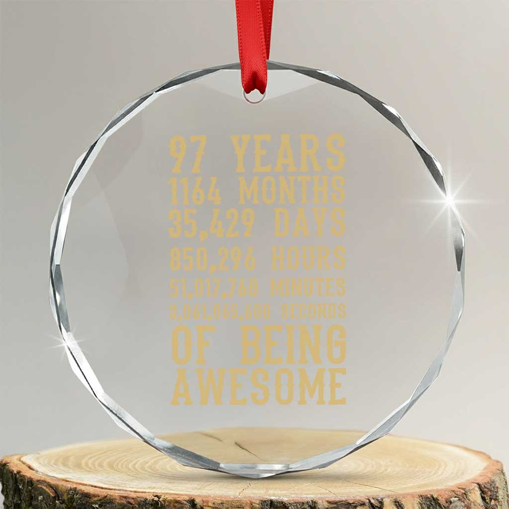 Vintage 97th Birthday Gift Crystal Glass Ornament 97 Years Of Being Awesome